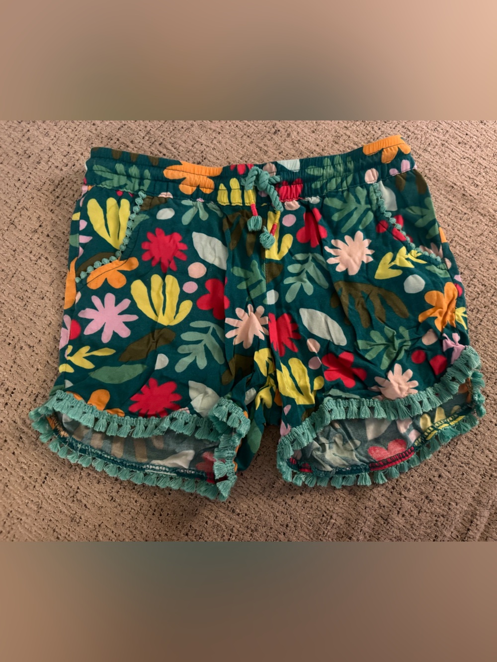Cat & Jack Teal Floral Ruffle Trim Shorts
